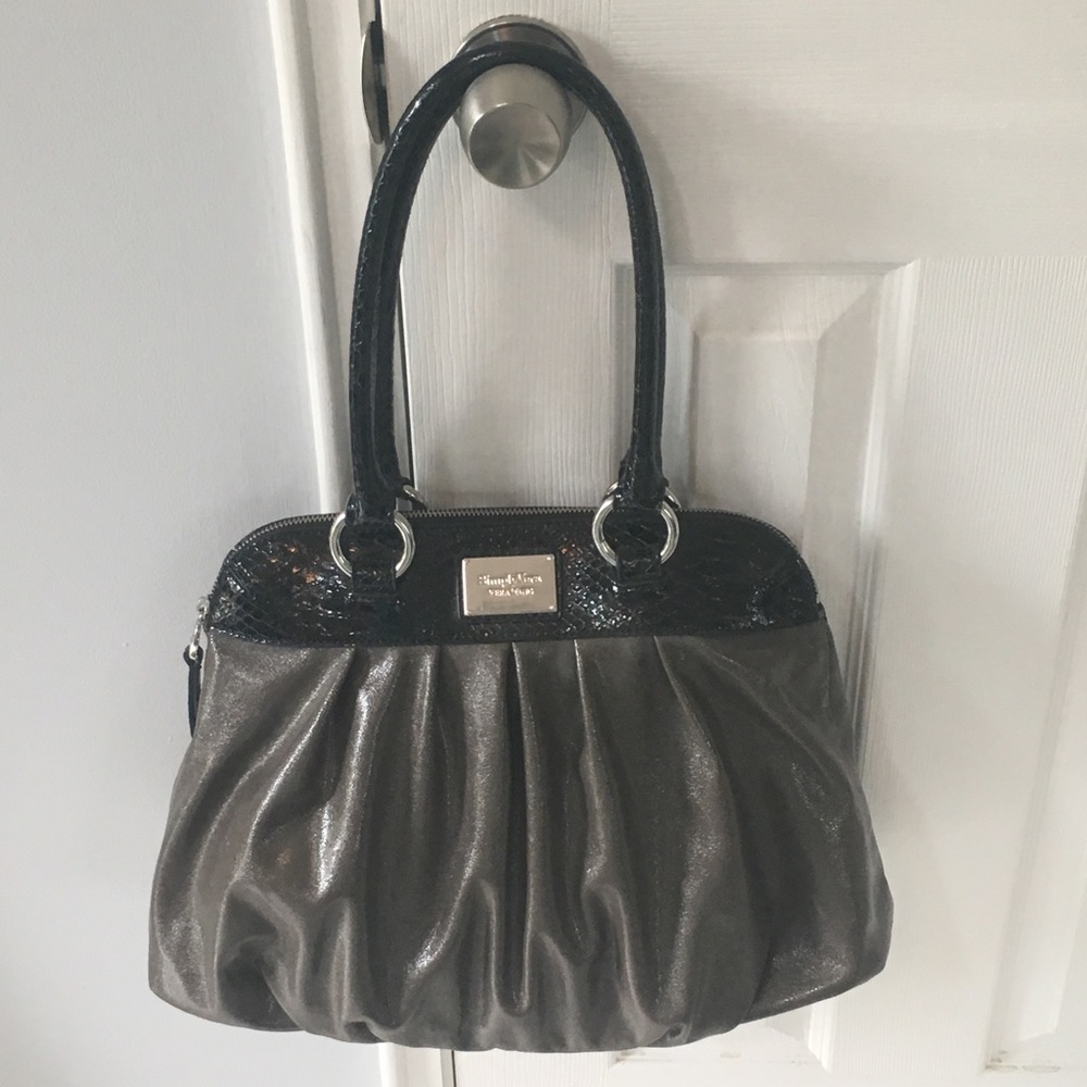 Vera Wang/Simply Vera Taupe/Black Sachel Handbag
